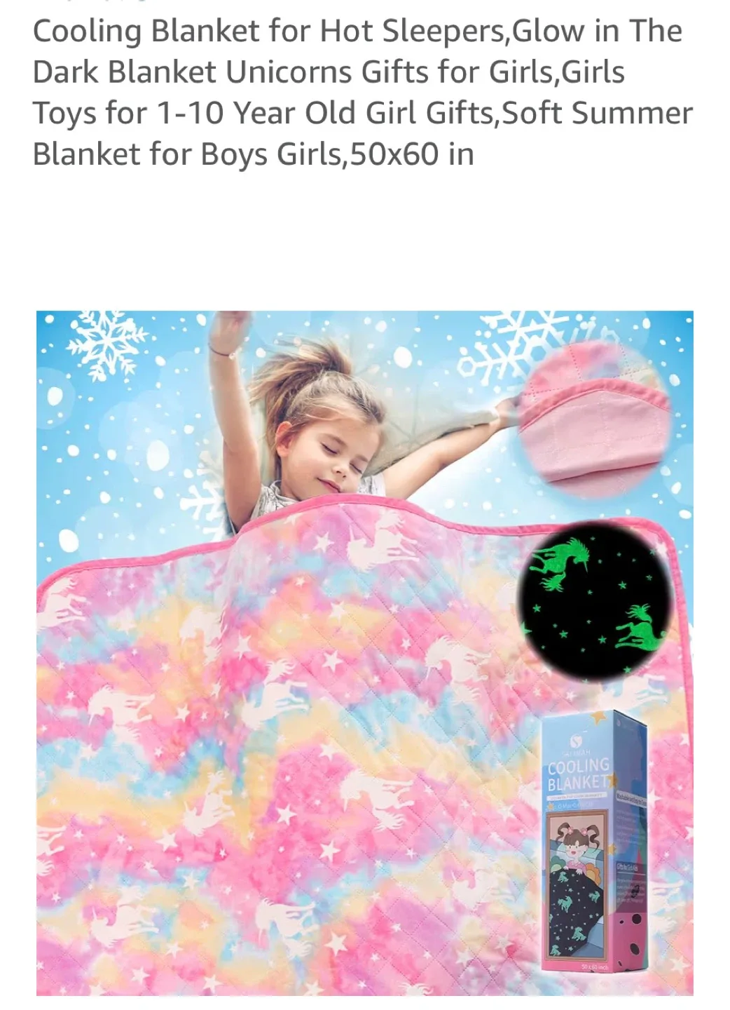 New Unicorn Glow in the Dark Blanket 50x60