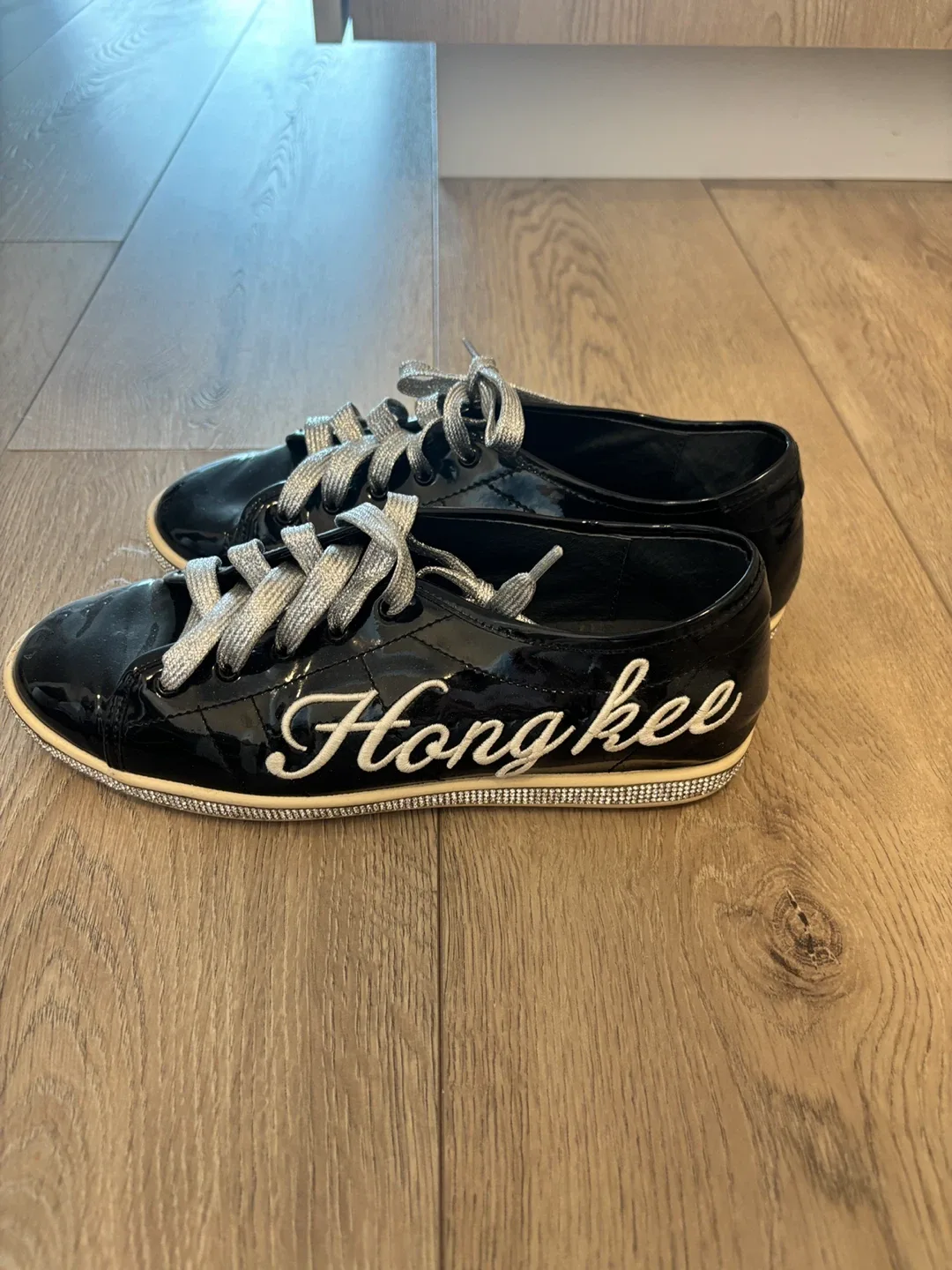 Black Patent Leather Sneakers, Size 7