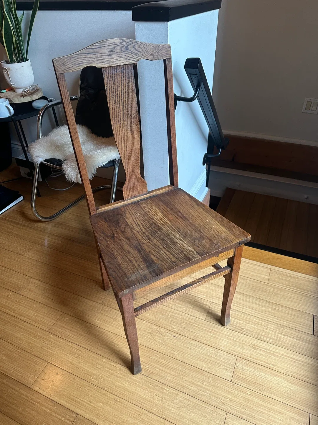 BEAUTIFUL ANTIQUE OAK CHAIR DINING DRSK SIDE OFFICE VINTAGE image indicator(4)