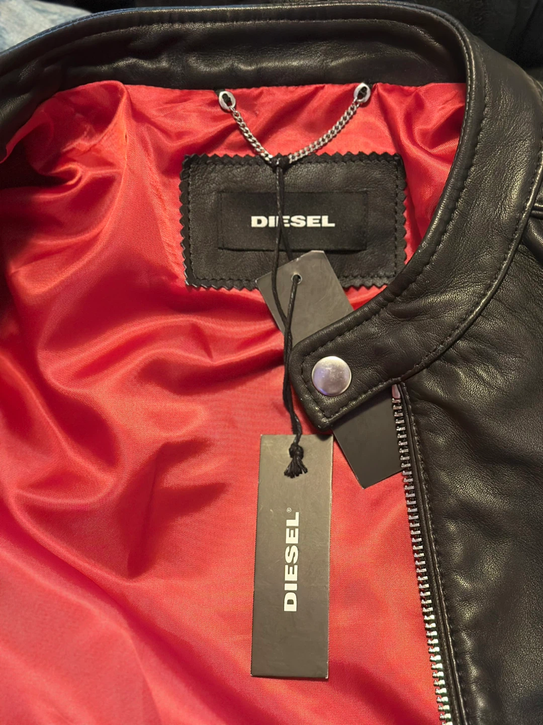 NEW Diesel Black Leather Jacket - photo 3