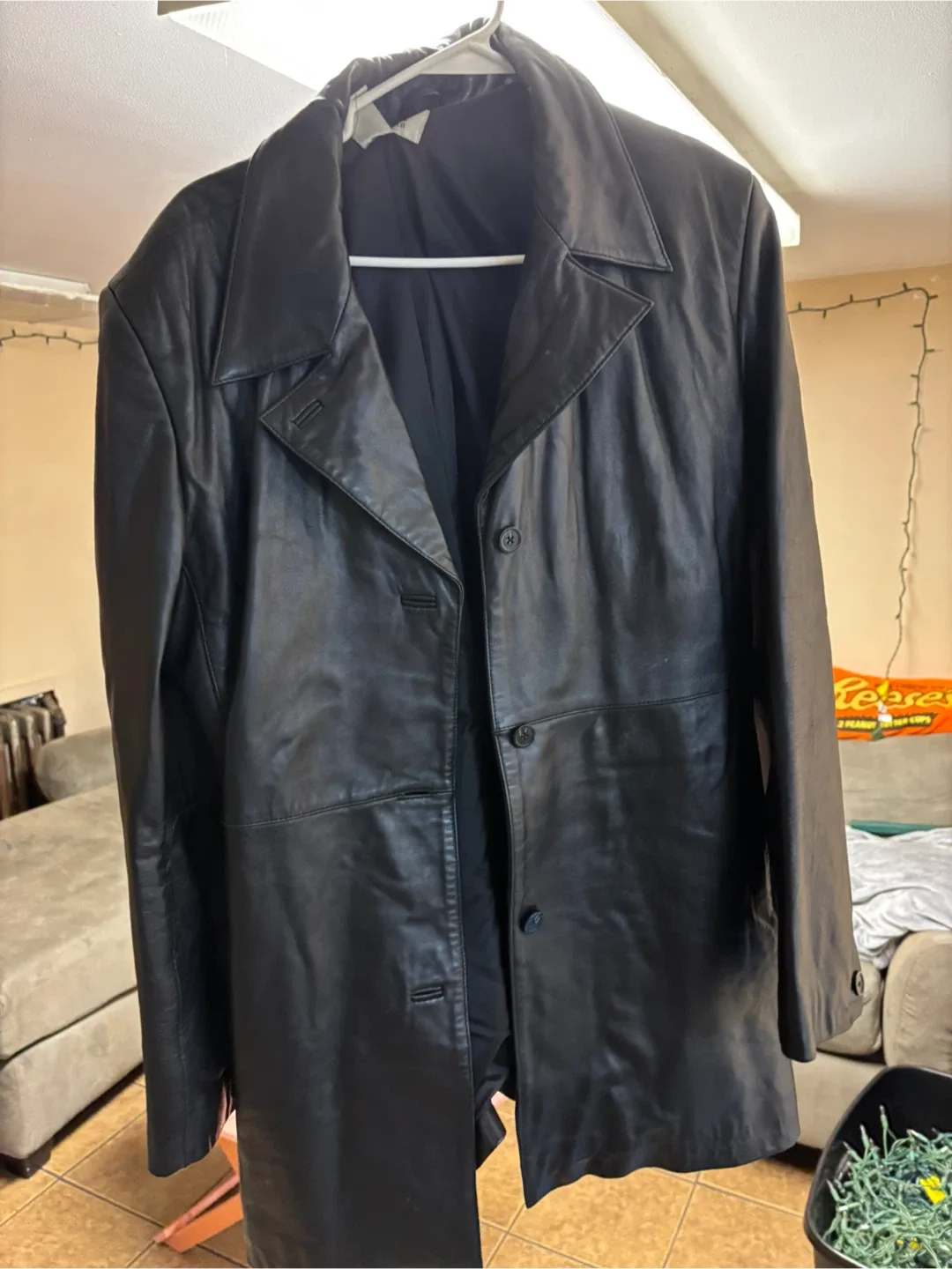 Ladies  extra large black leather jacket