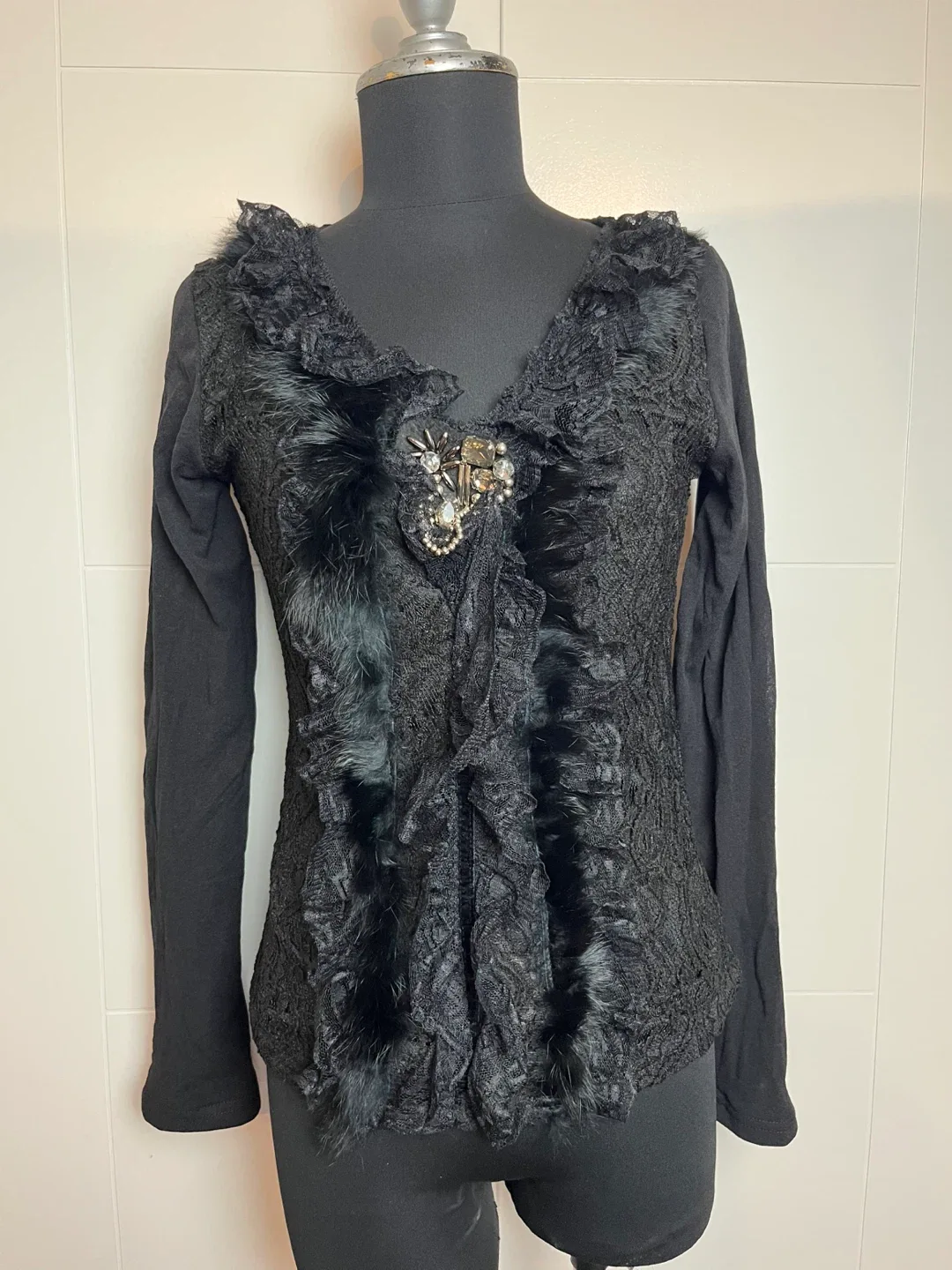 Eoo Black Lace Long Sleeve Top