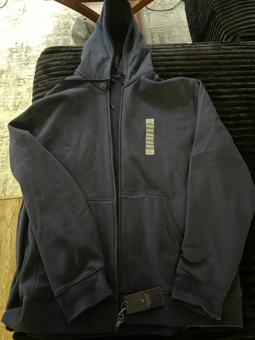 Denver Hayes 2XL Full Zip Hoodie - Navy Blue