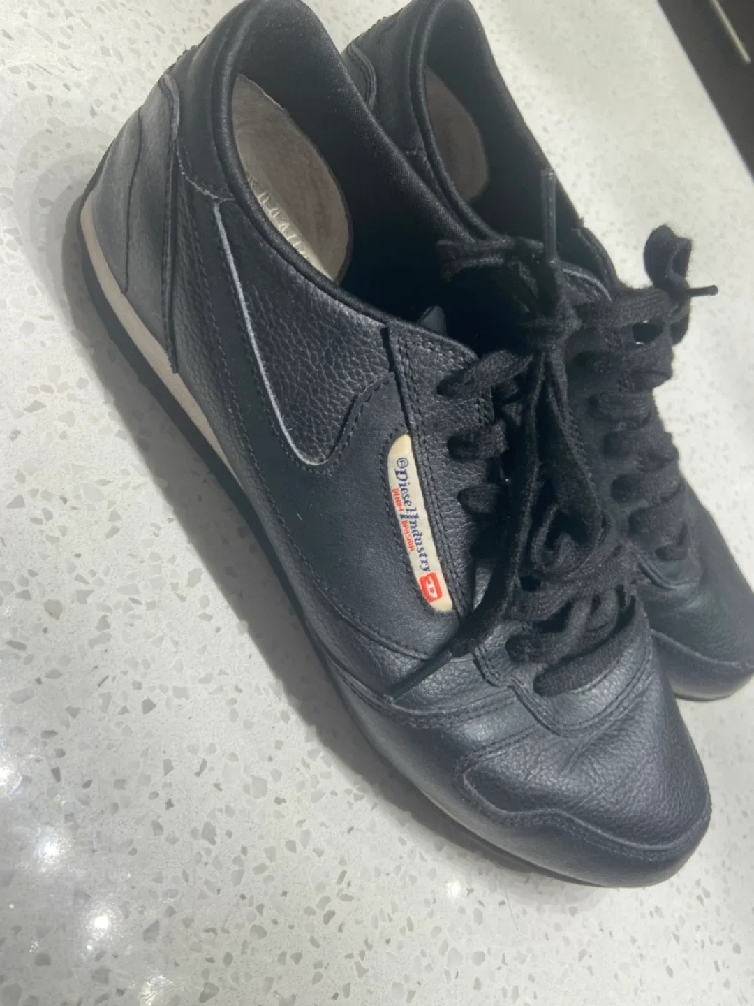 Diesel Industry Black Leather Sneakers
