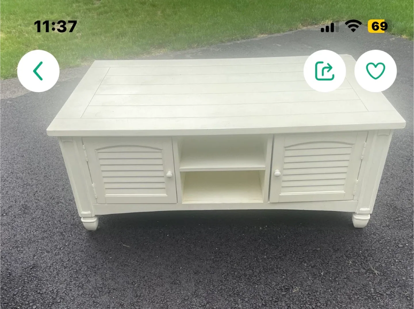 White Coffee Table with Storage