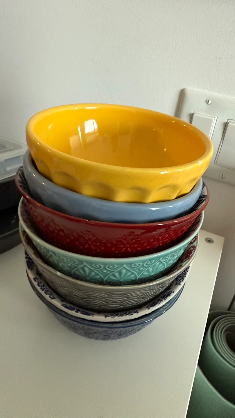 Stack of colourful bowls