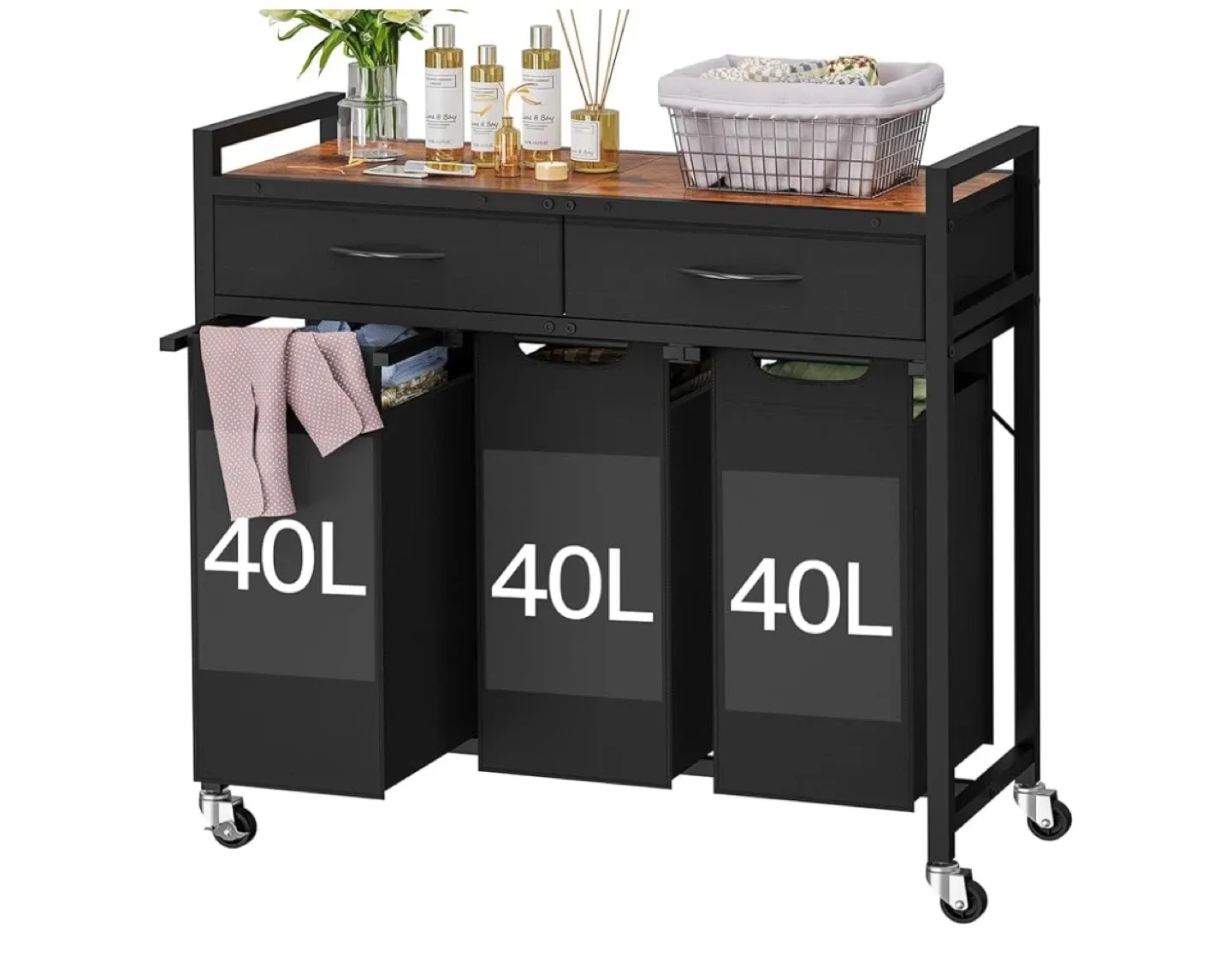 Rolling Laundry Sorter Cart with Drawers