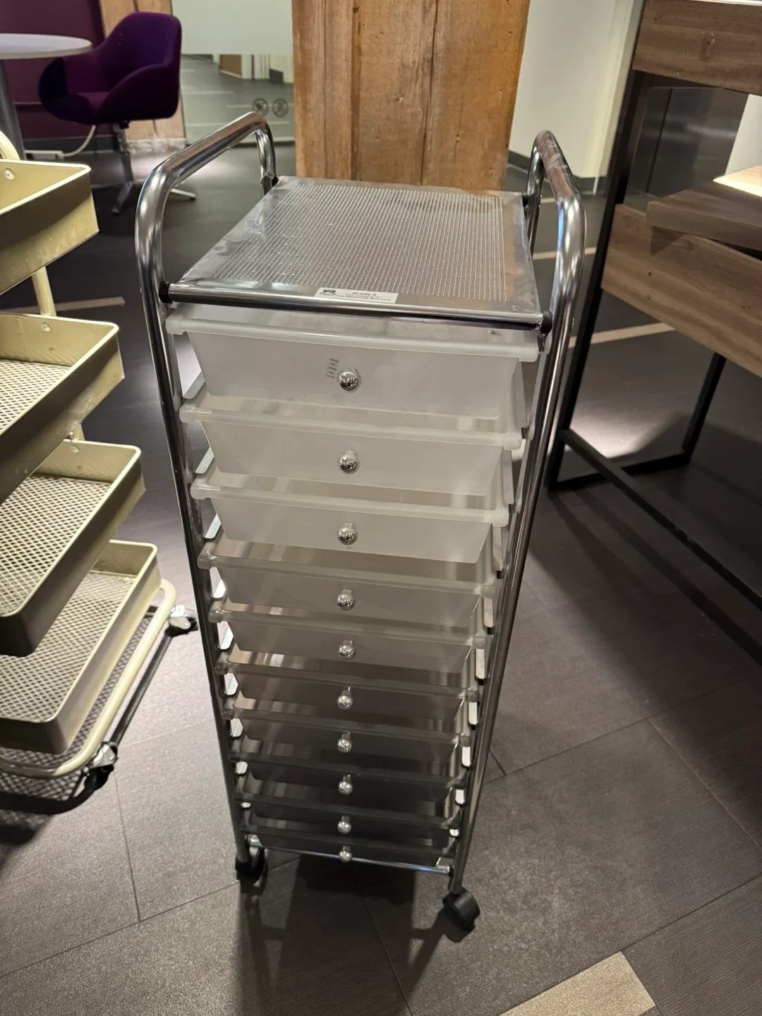 Free Rolling Storage Cart with 10 Drawers