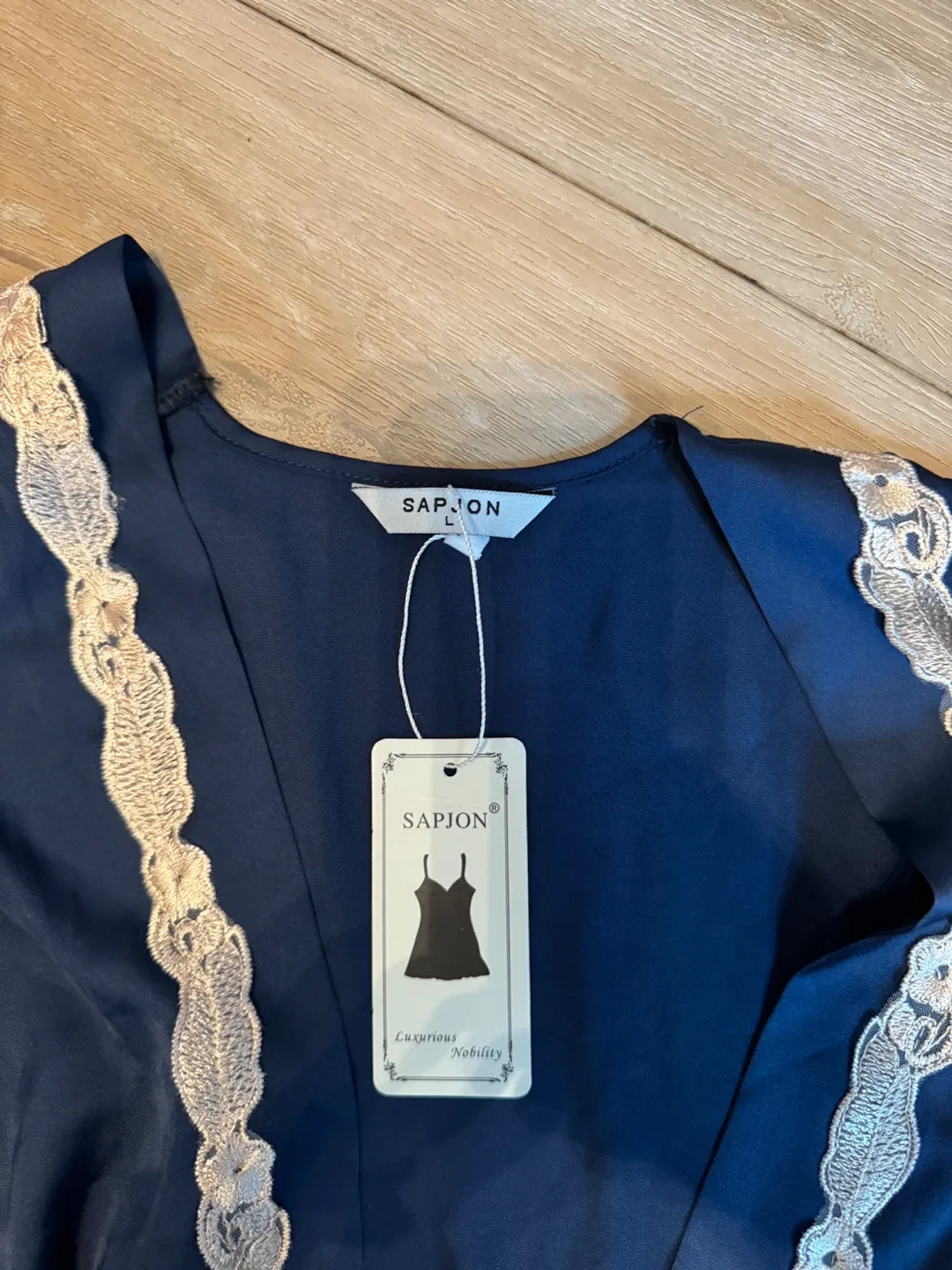 BNWT - SAPJON Navy Blue Robe - Size L image indicator(2)