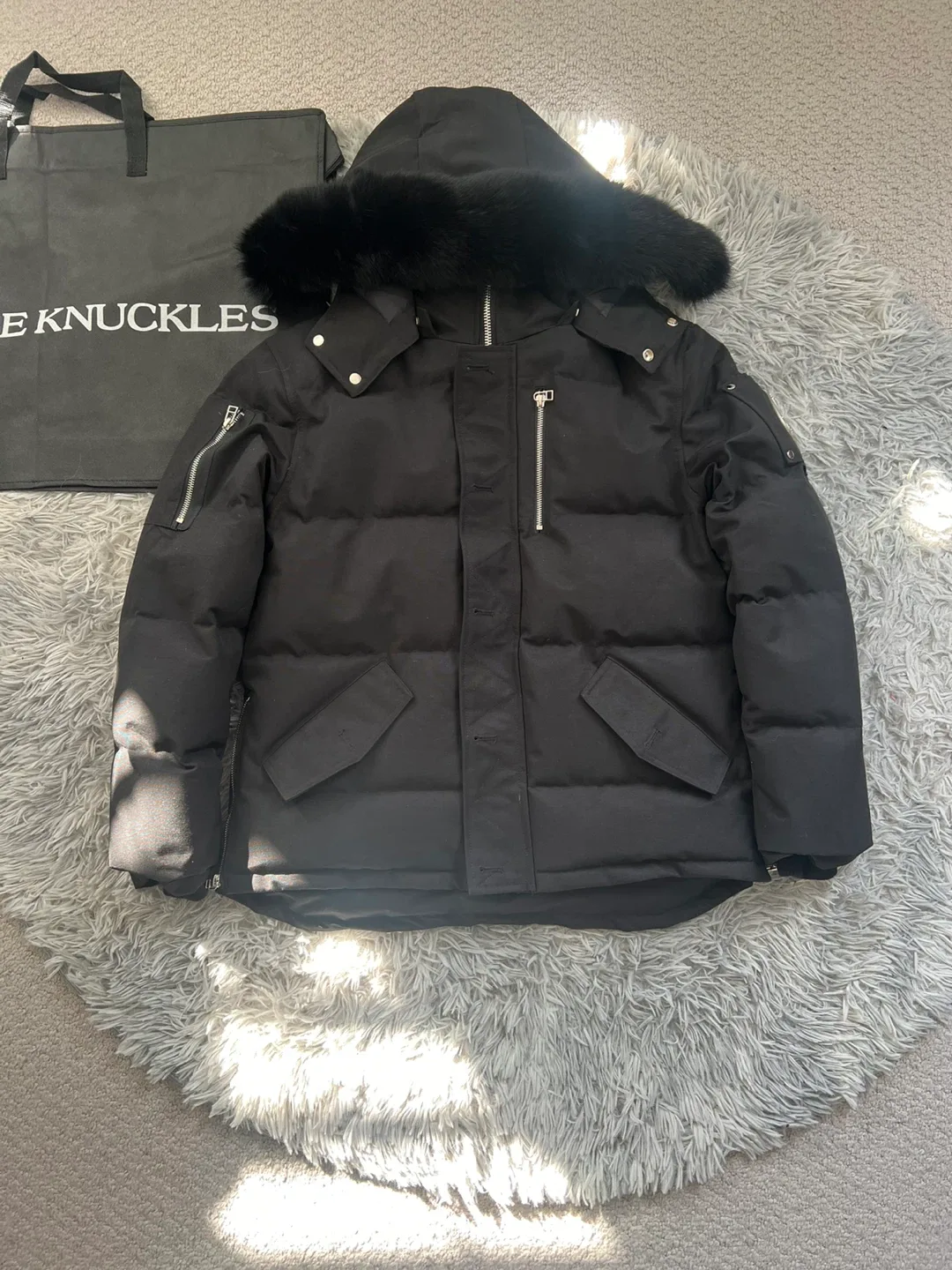 Black/Black Moose Knuckles Original Shearling Trim 3Q Jackets