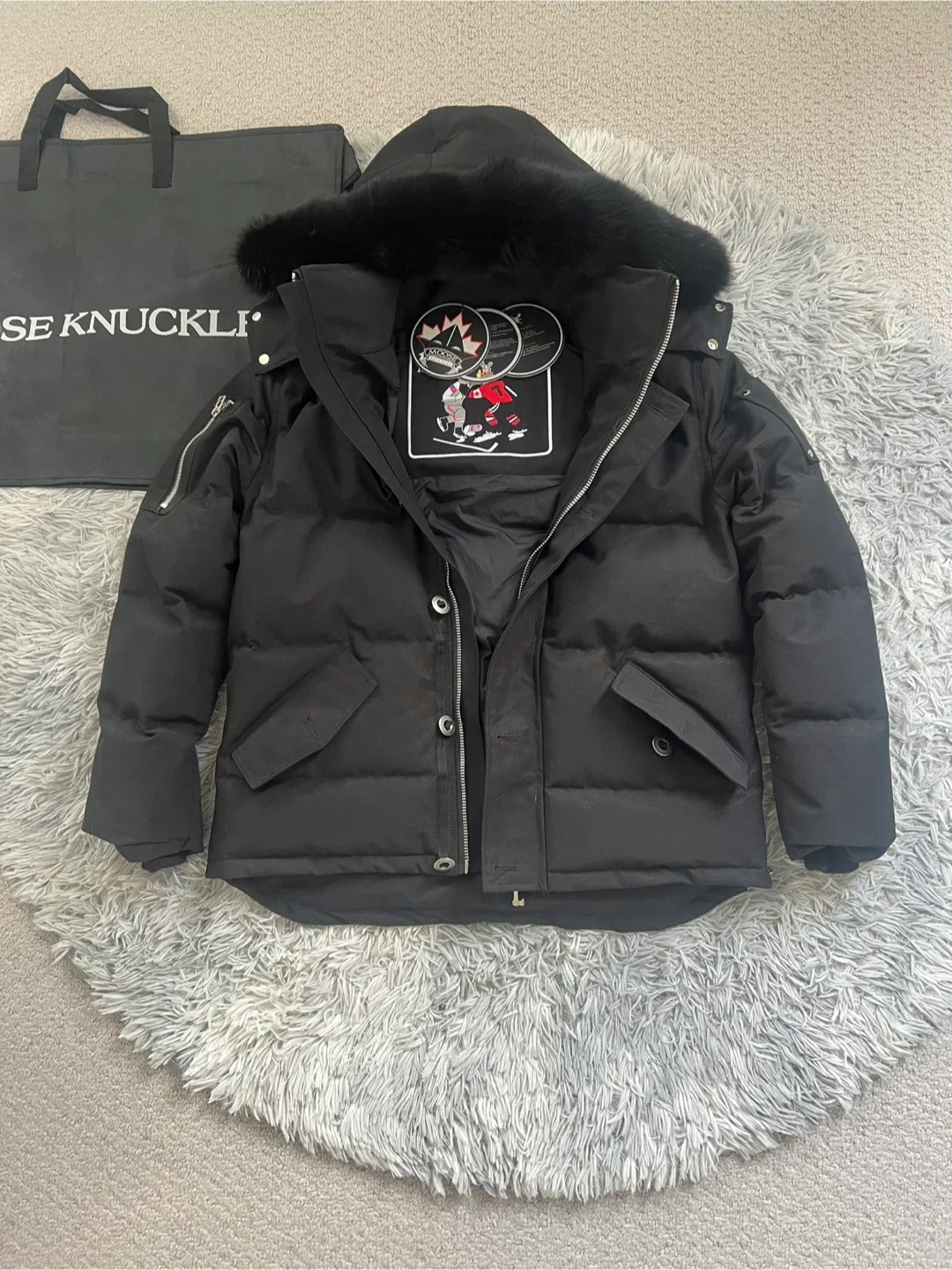 Black/Black Moose Knuckles Original Shearling Trim 3Q Jackets image indicator(2)