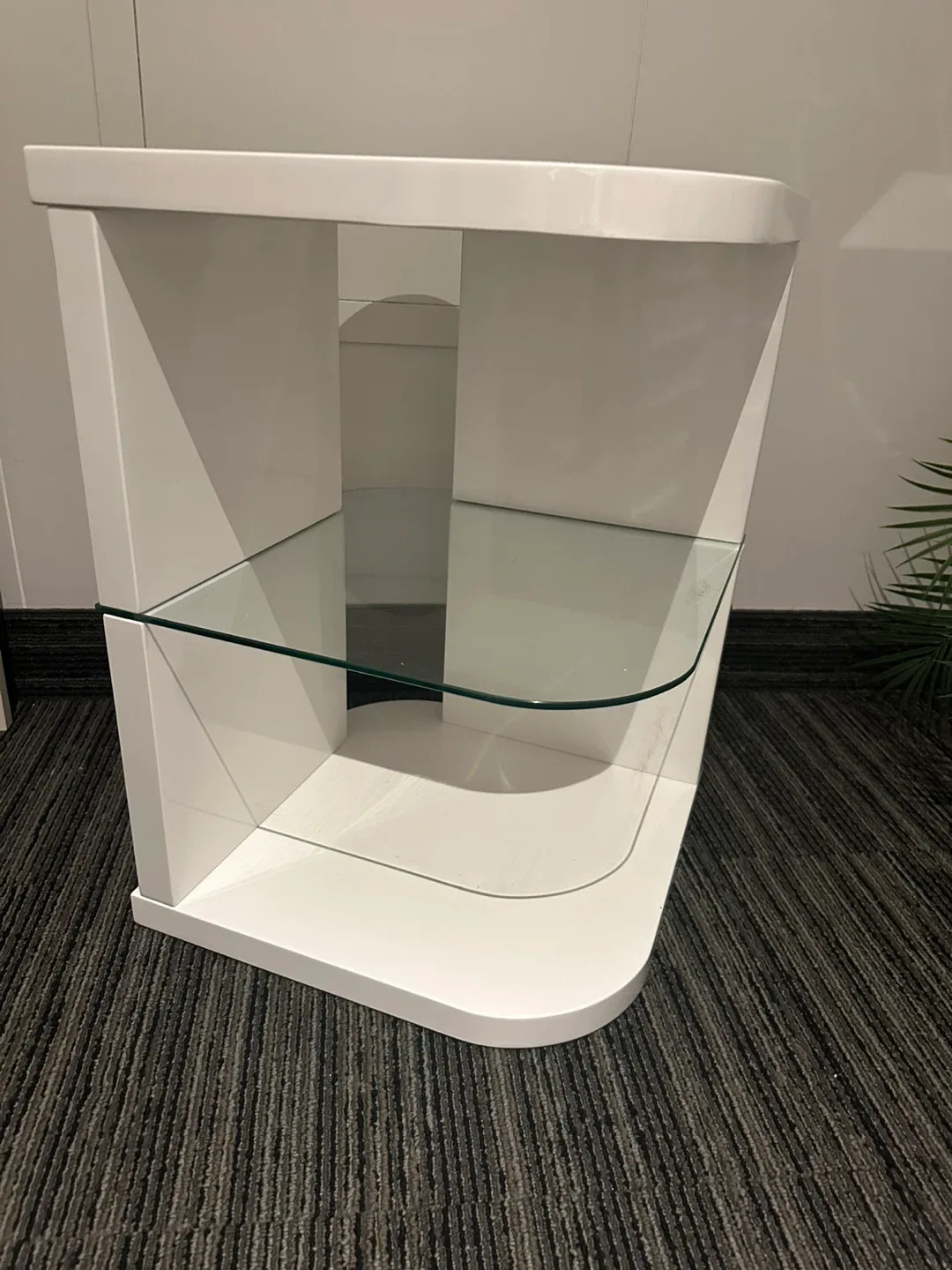 White End Table with Glass Shelf