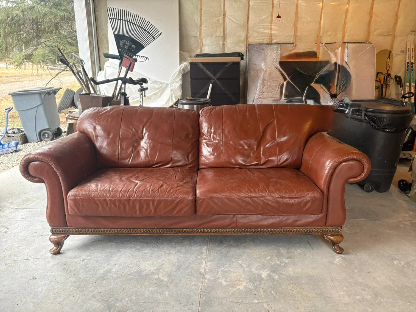 Brown Leather Sofa - Used Condition