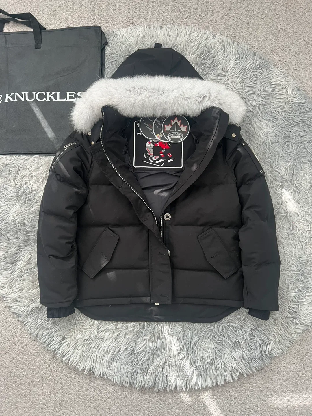 Black/Natural Moose Knuckles Original Shearling Trim 3Q Jackets image indicator(2)