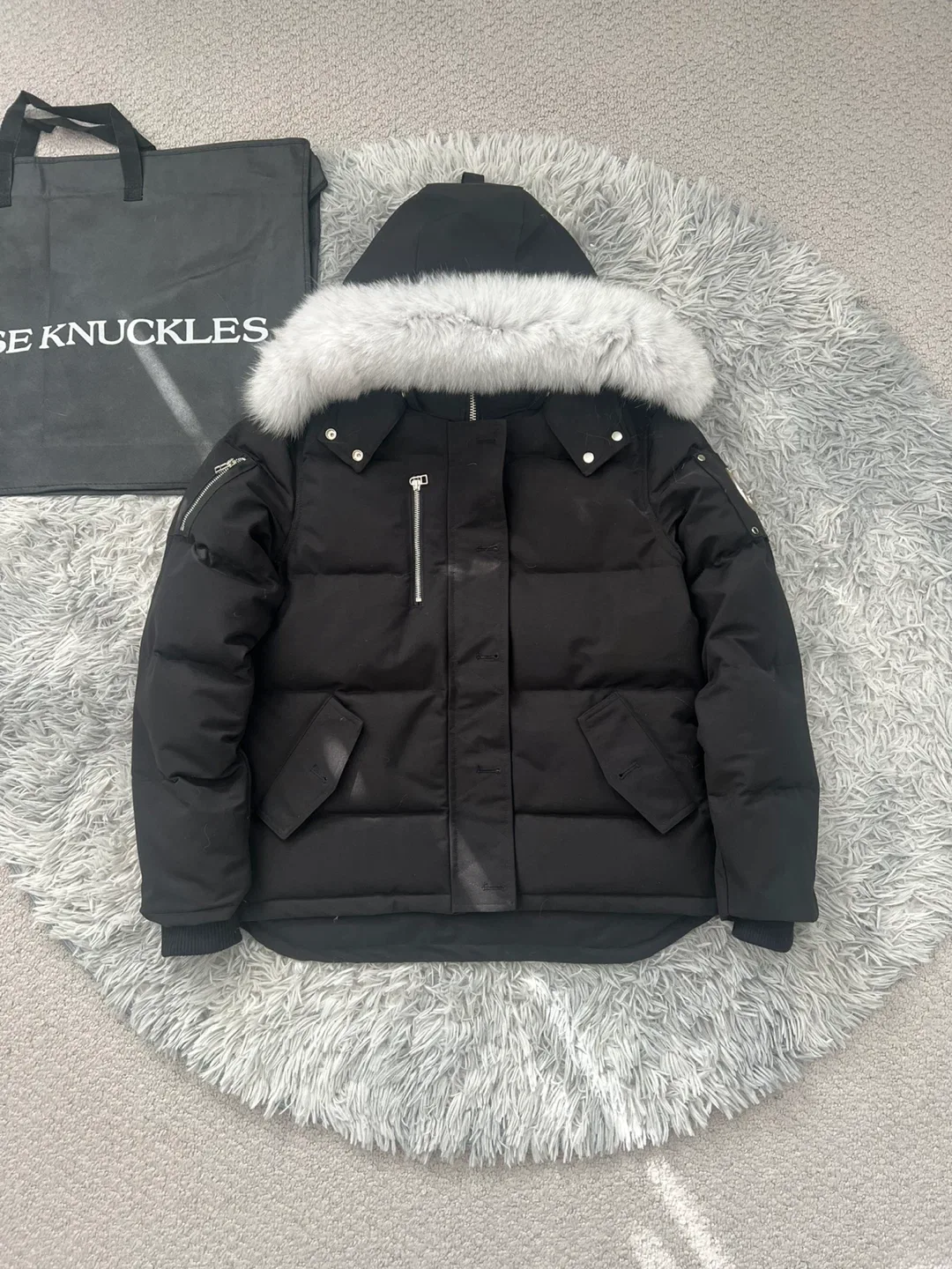 Black/Natural Moose Knuckles Original Shearling Trim 3Q Jackets