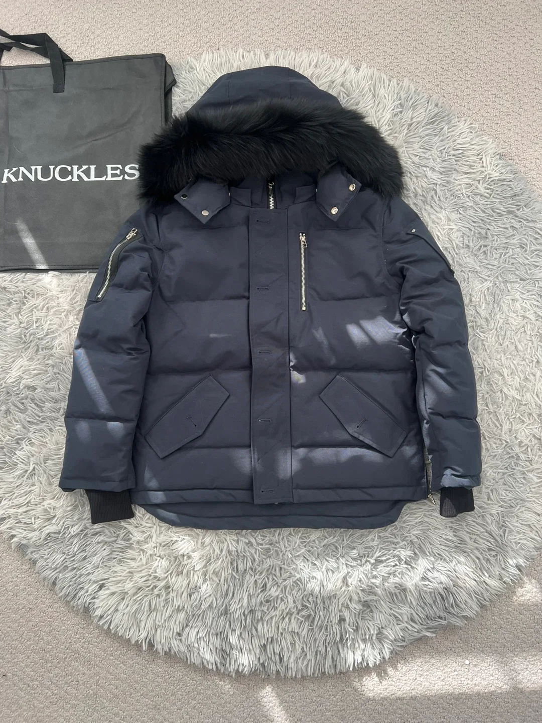 Navy/Black Moose Knuckles Original Shearling Trim 3Q Jackets
