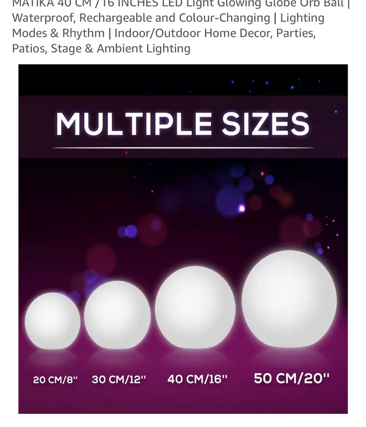 MATIKA 40cm LED Light Glowing Orb Ball