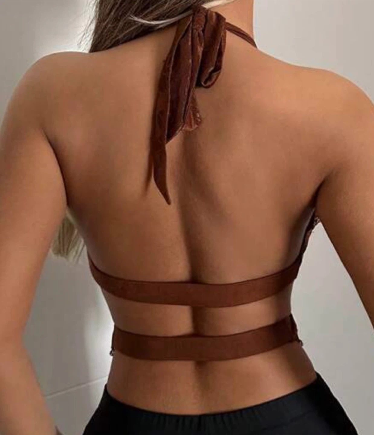 Brown Floral Lace Halter Top - photo 2