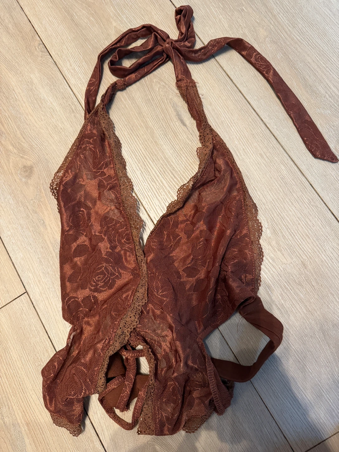 Brown Floral Lace Halter Top - photo 3