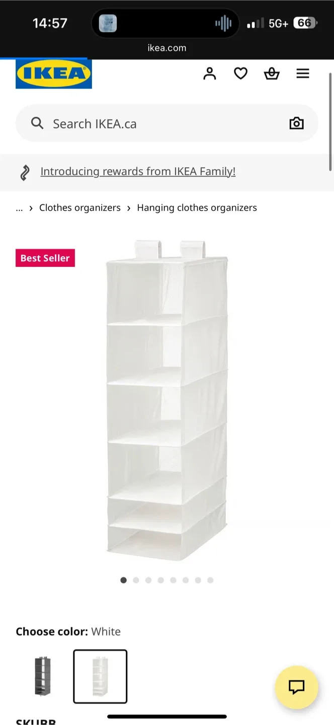 IKEA SKUBB Hanging Clothes Organizer - White