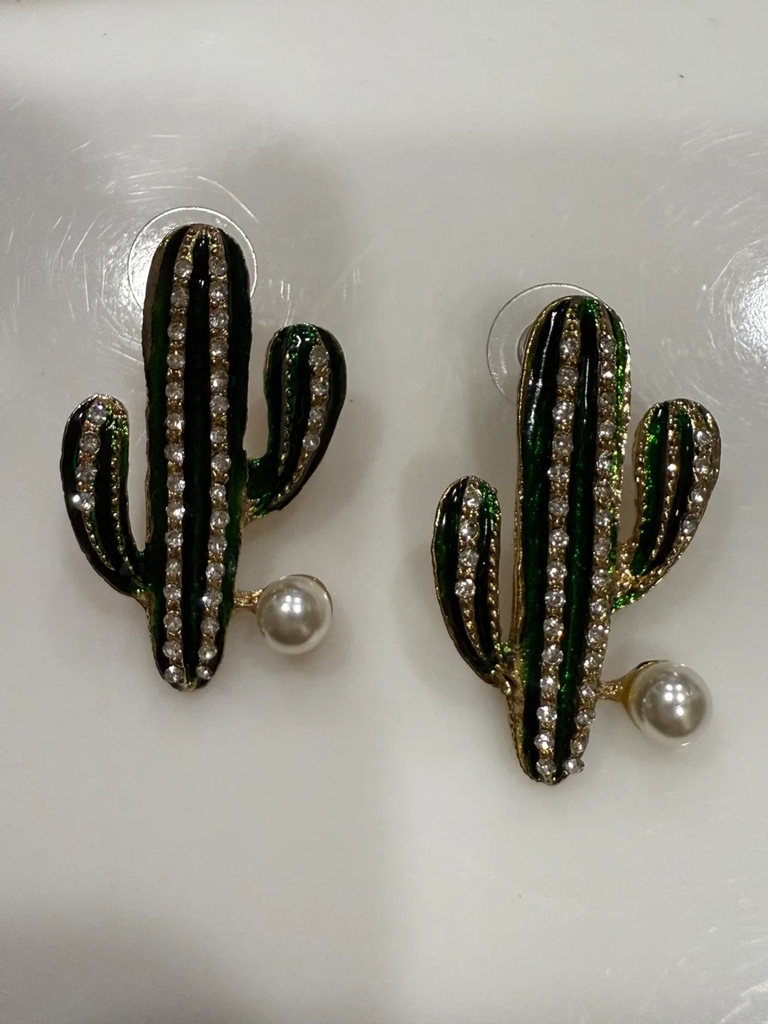Cactus Earrings with Pearl Accent image indicator(3)
