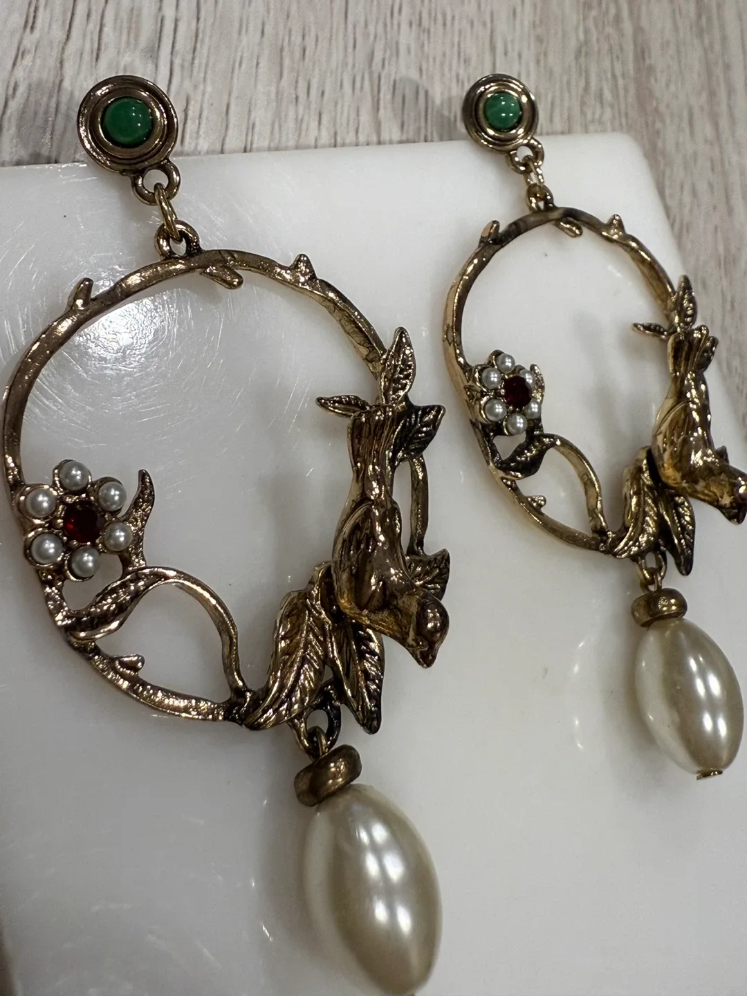 Bird & Pearl Drop Earrings image indicator(2)