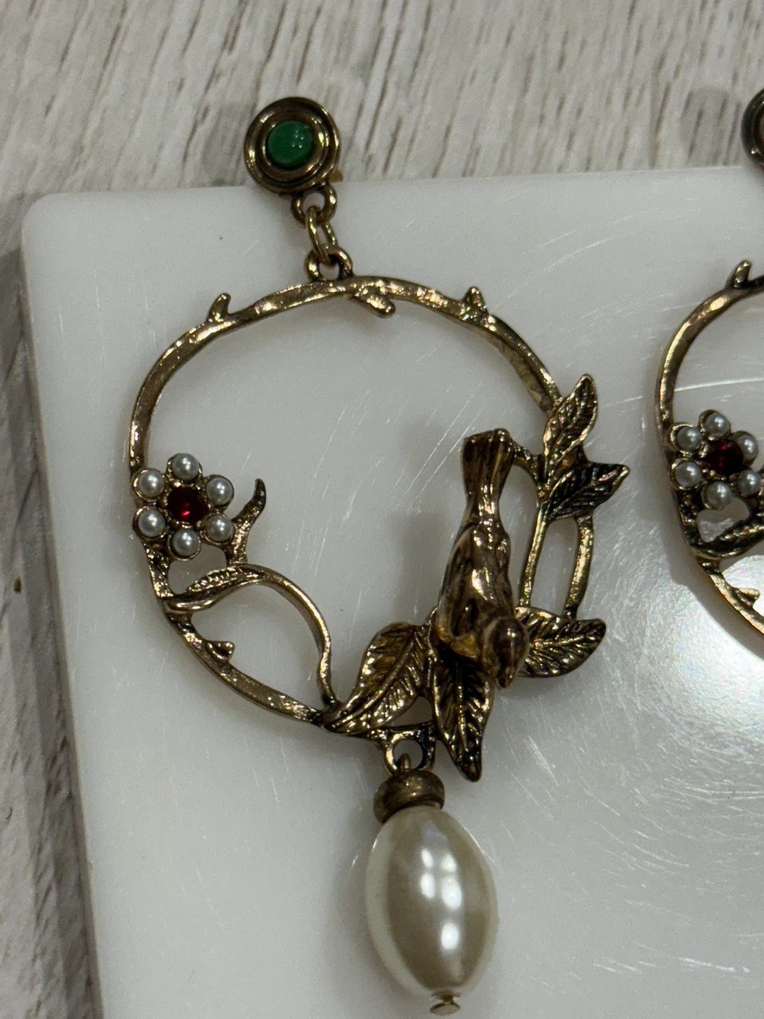 Bird & Pearl Drop Earrings - photo 5