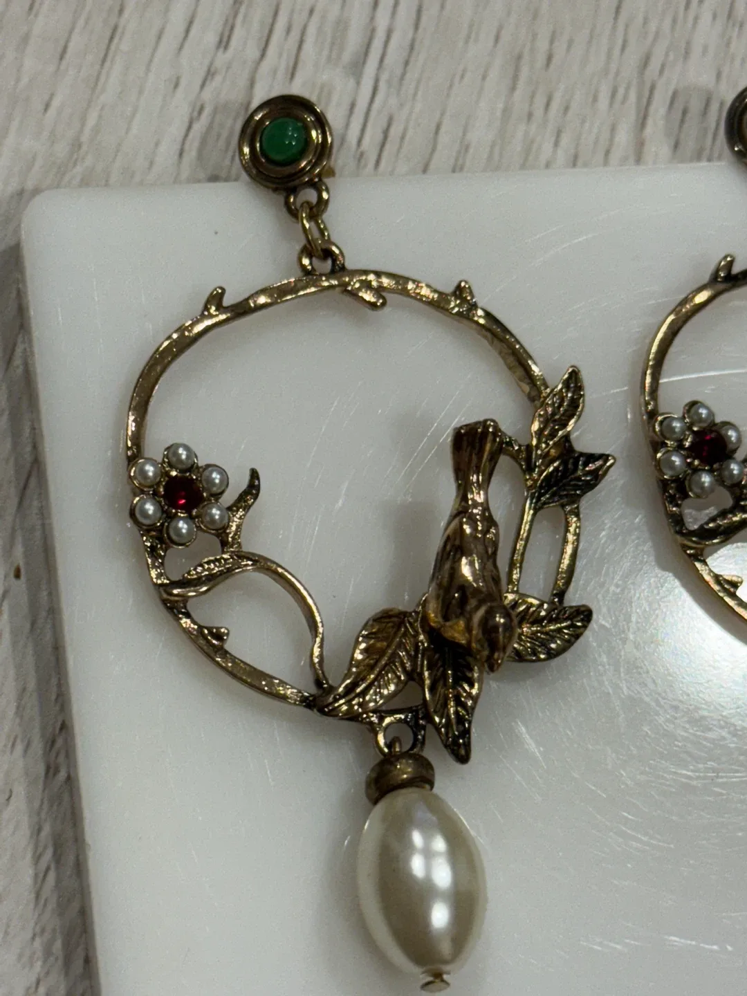 Bird & Pearl Drop Earrings image indicator(5)