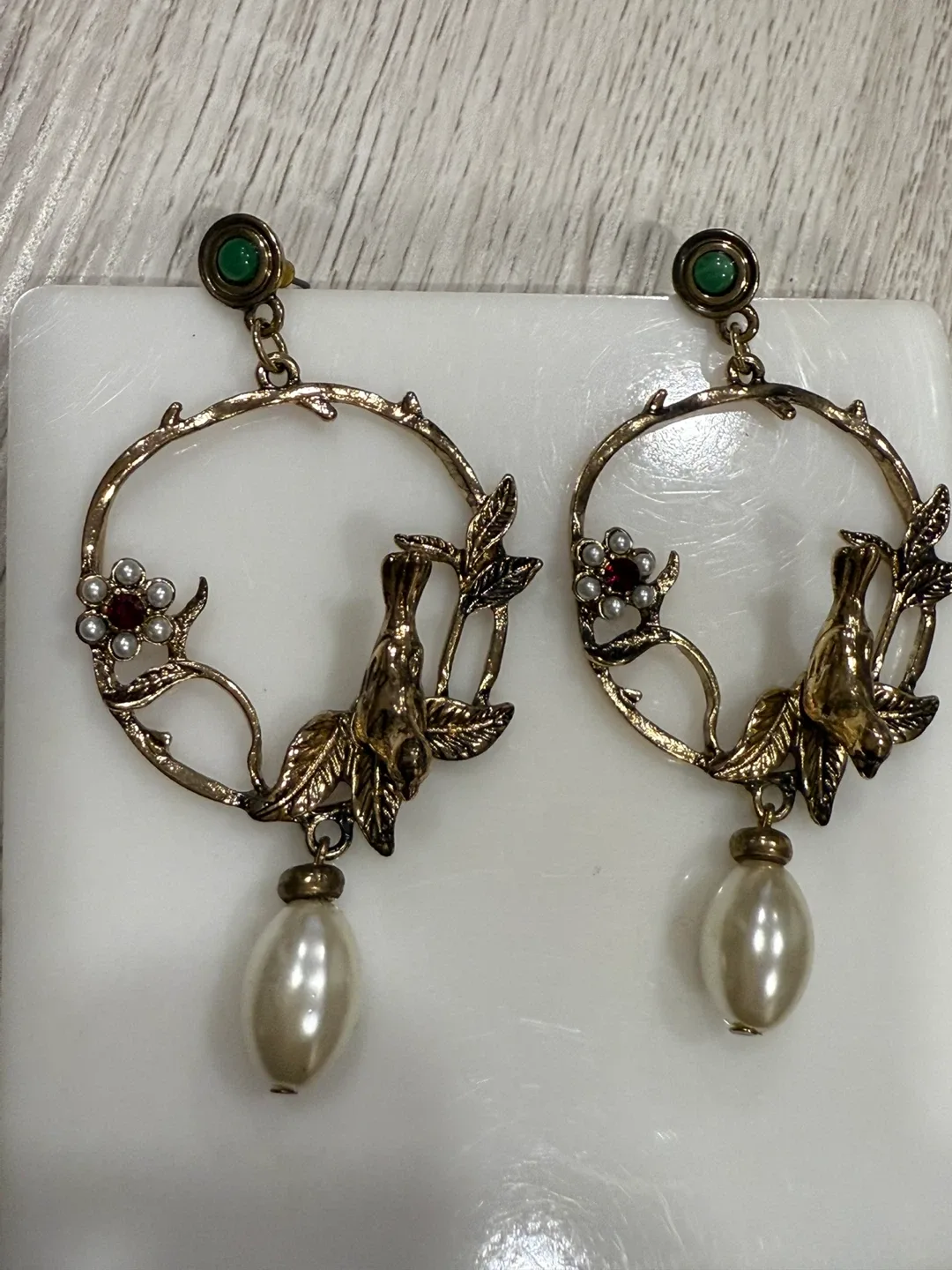 Bird & Pearl Drop Earrings image indicator(6)