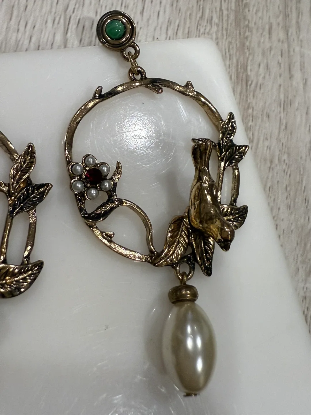 Bird & Pearl Drop Earrings image indicator(4)