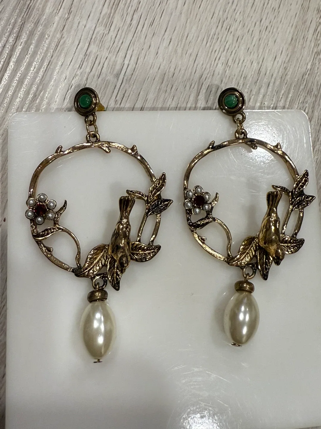 Bird & Pearl Drop Earrings image indicator(3)