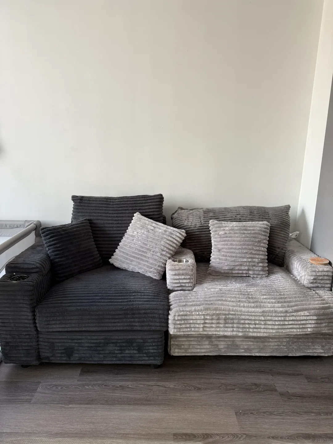 Corduroy Grey Modular Sofa