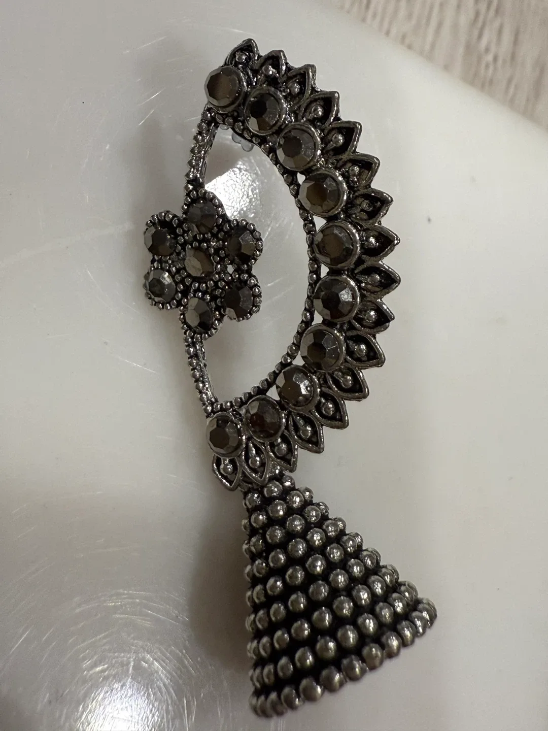 Fashionable silver-tone dangle earrings image indicator(4)