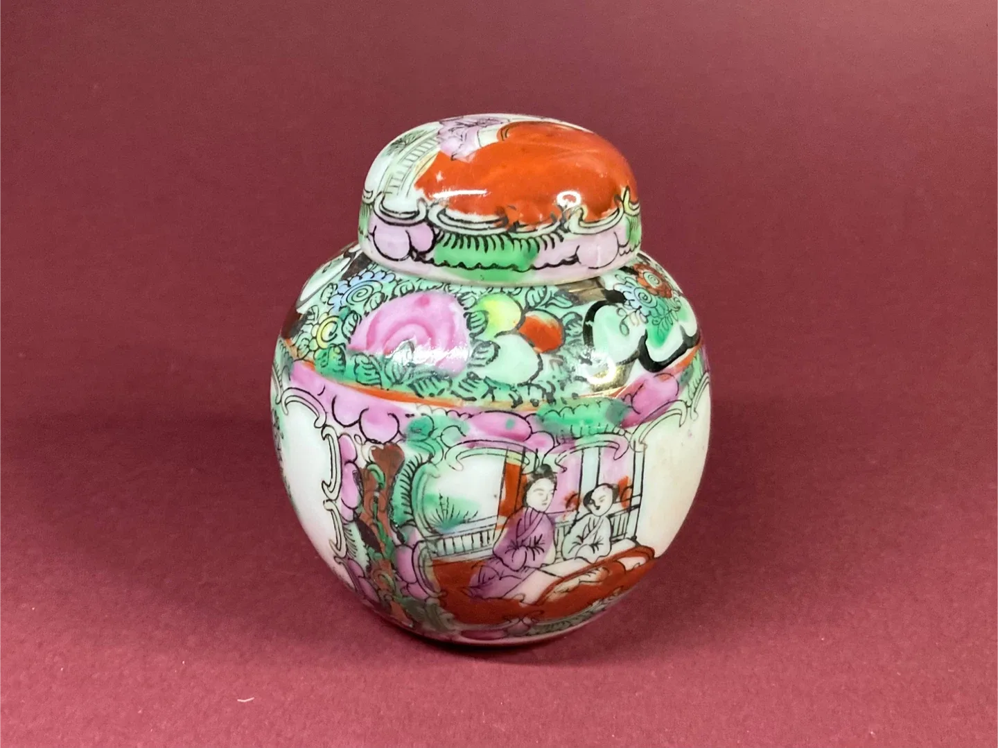Small Vintage Chinese Hand Painted Ginger Jar