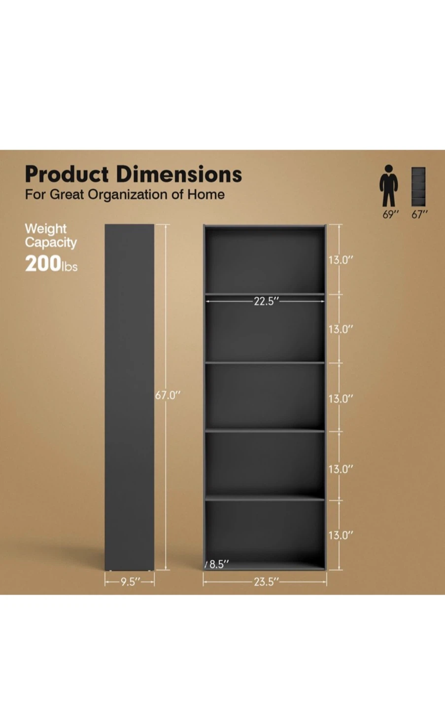 5-Shelf Bookcase / Storage Shelf