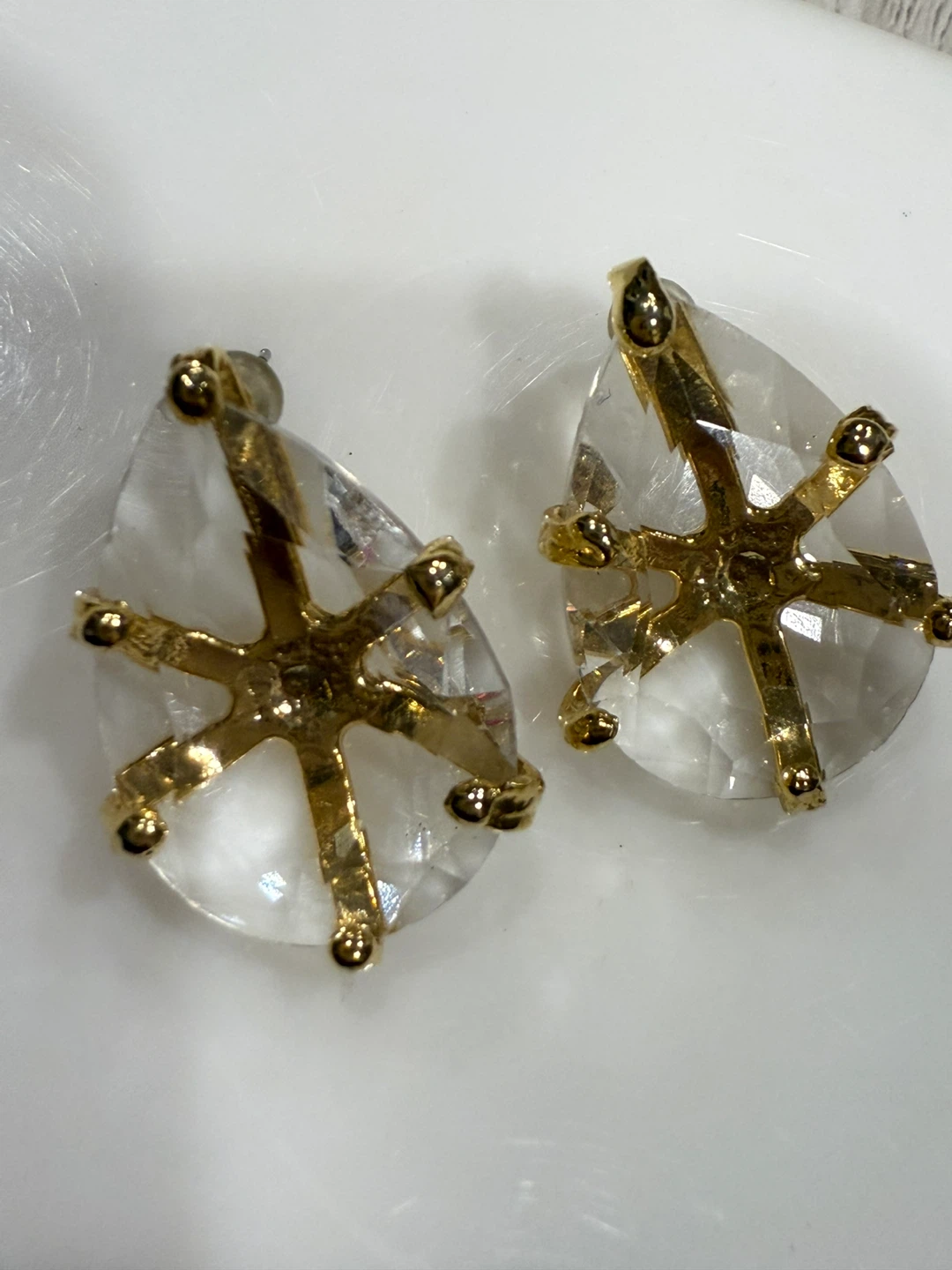 Drop Earrings - Gold and Clear - photo 3