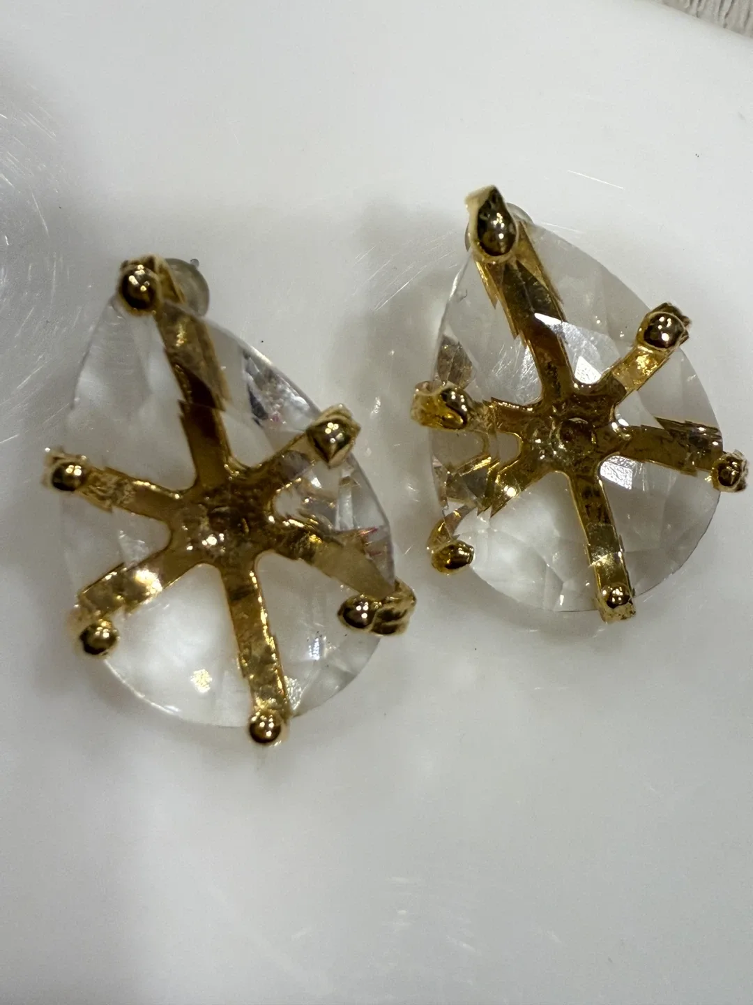 Drop Earrings - Gold and Clear