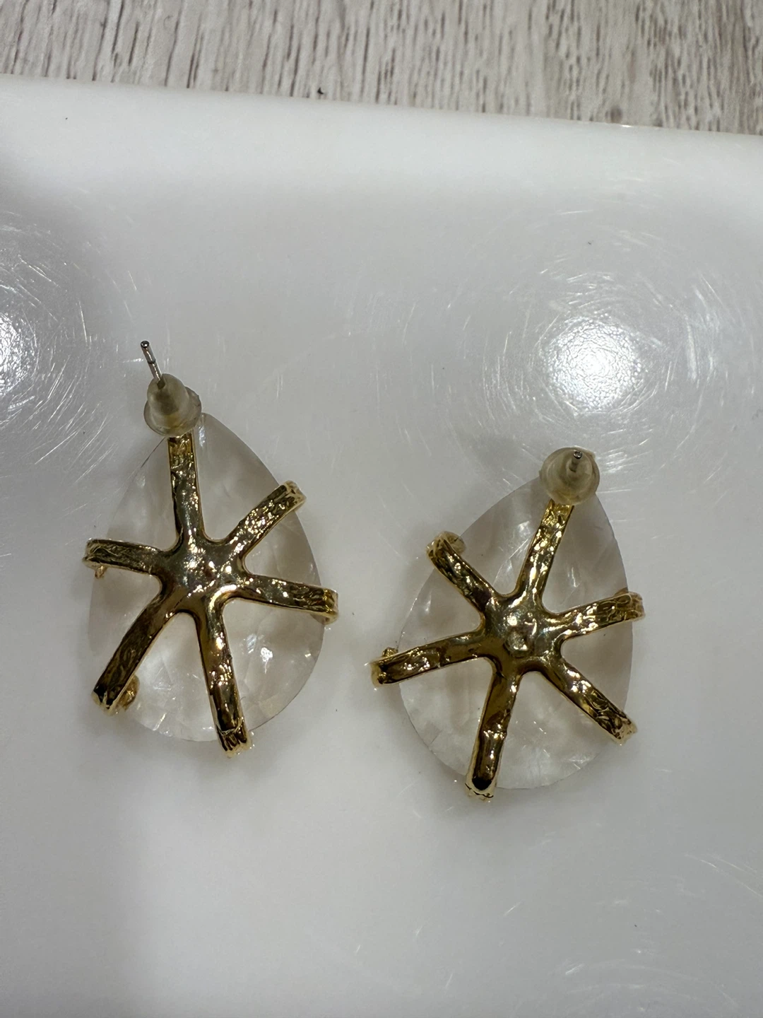 Drop Earrings - Gold and Clear - photo 4