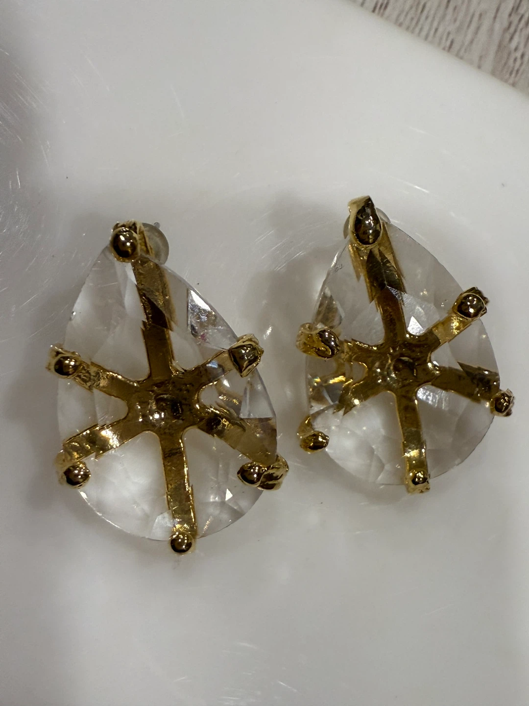 Drop Earrings - Gold and Clear - photo 2