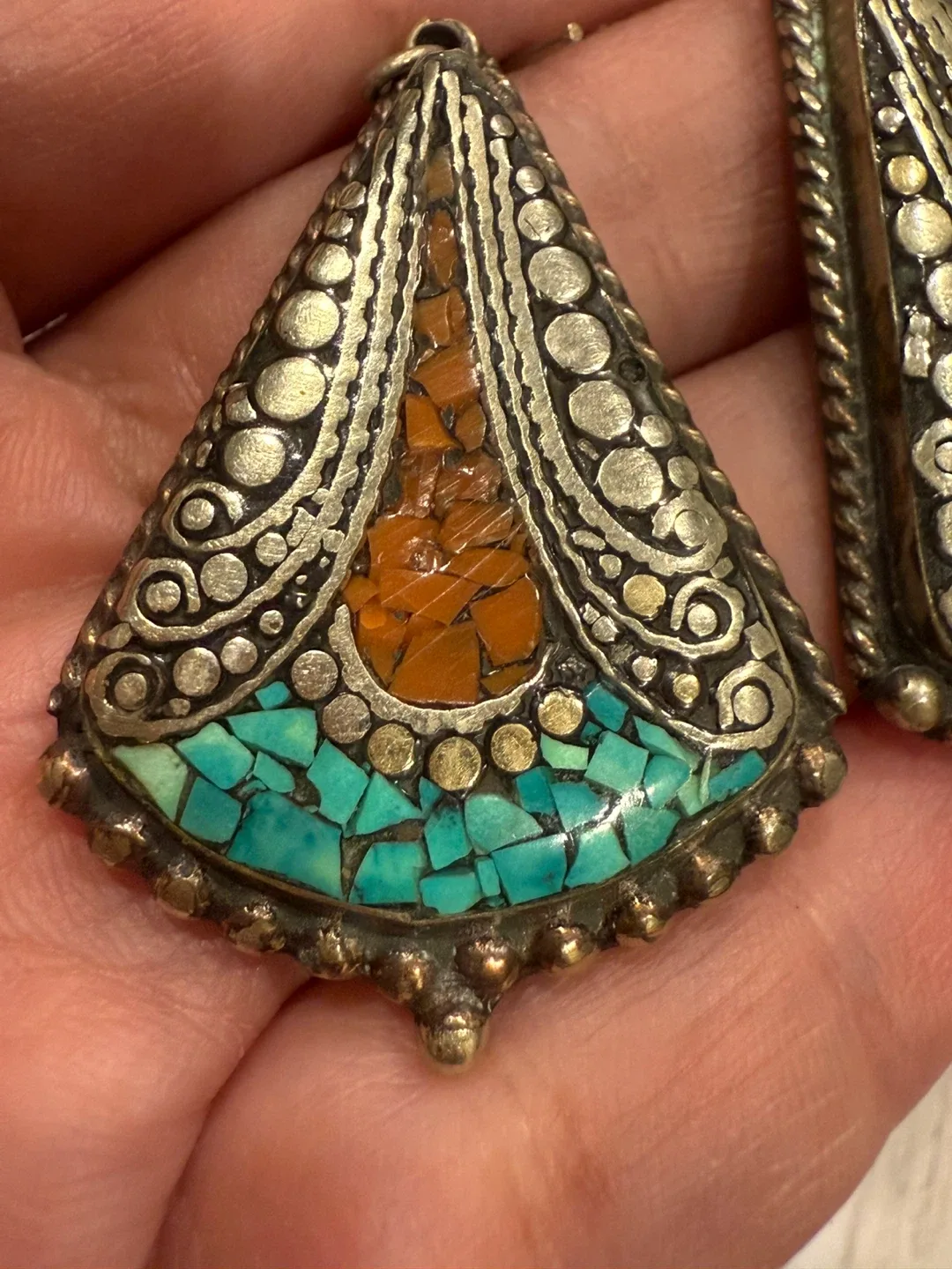 Triangle Turquoise & Coral Earrings image indicator(4)