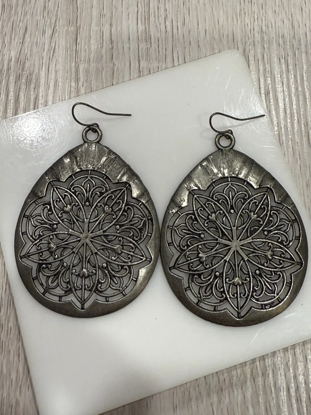 Silver Teardrop Dangle Earrings