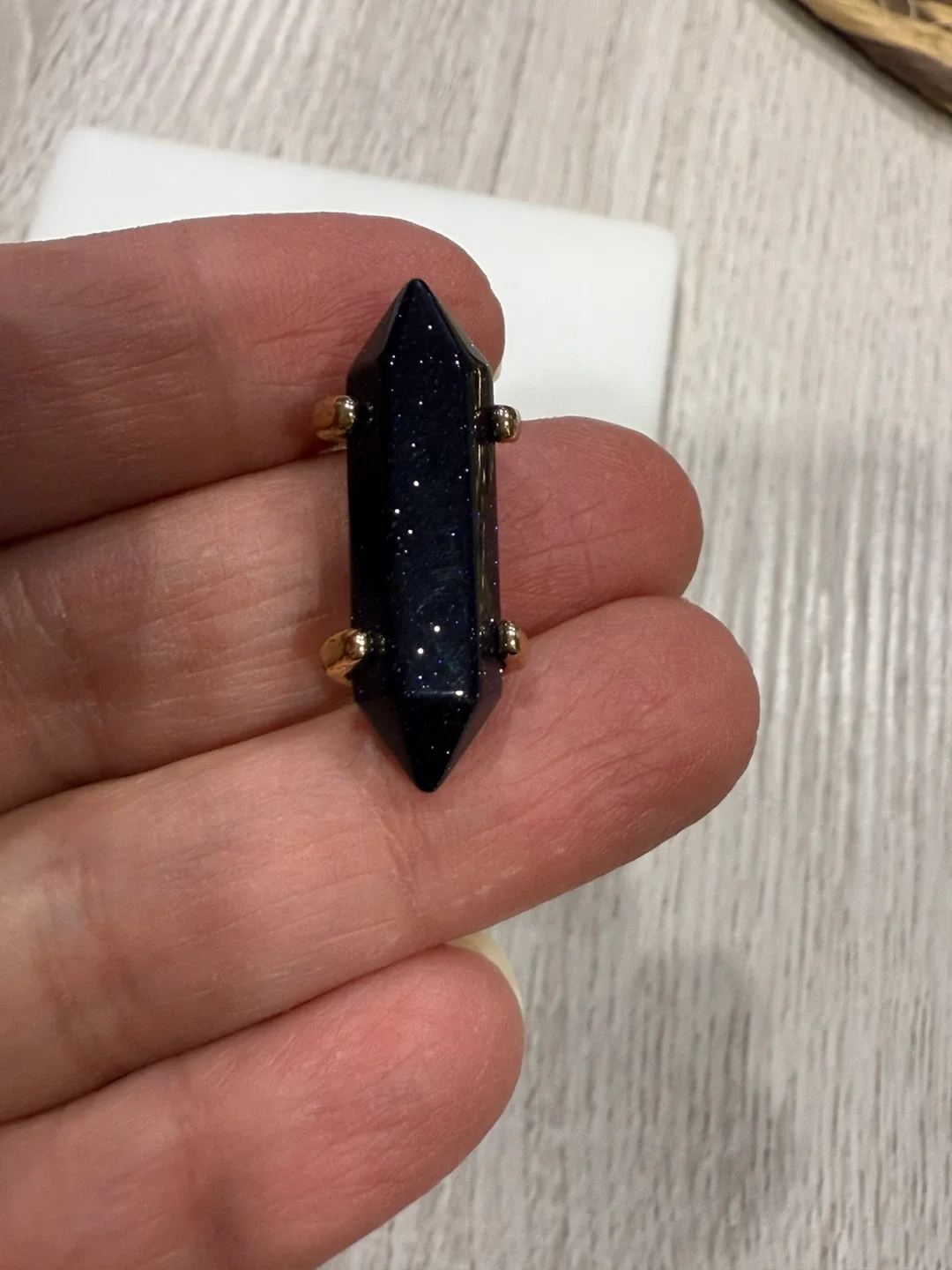 Blue Sandstone Crystal Point Ring image indicator(6)