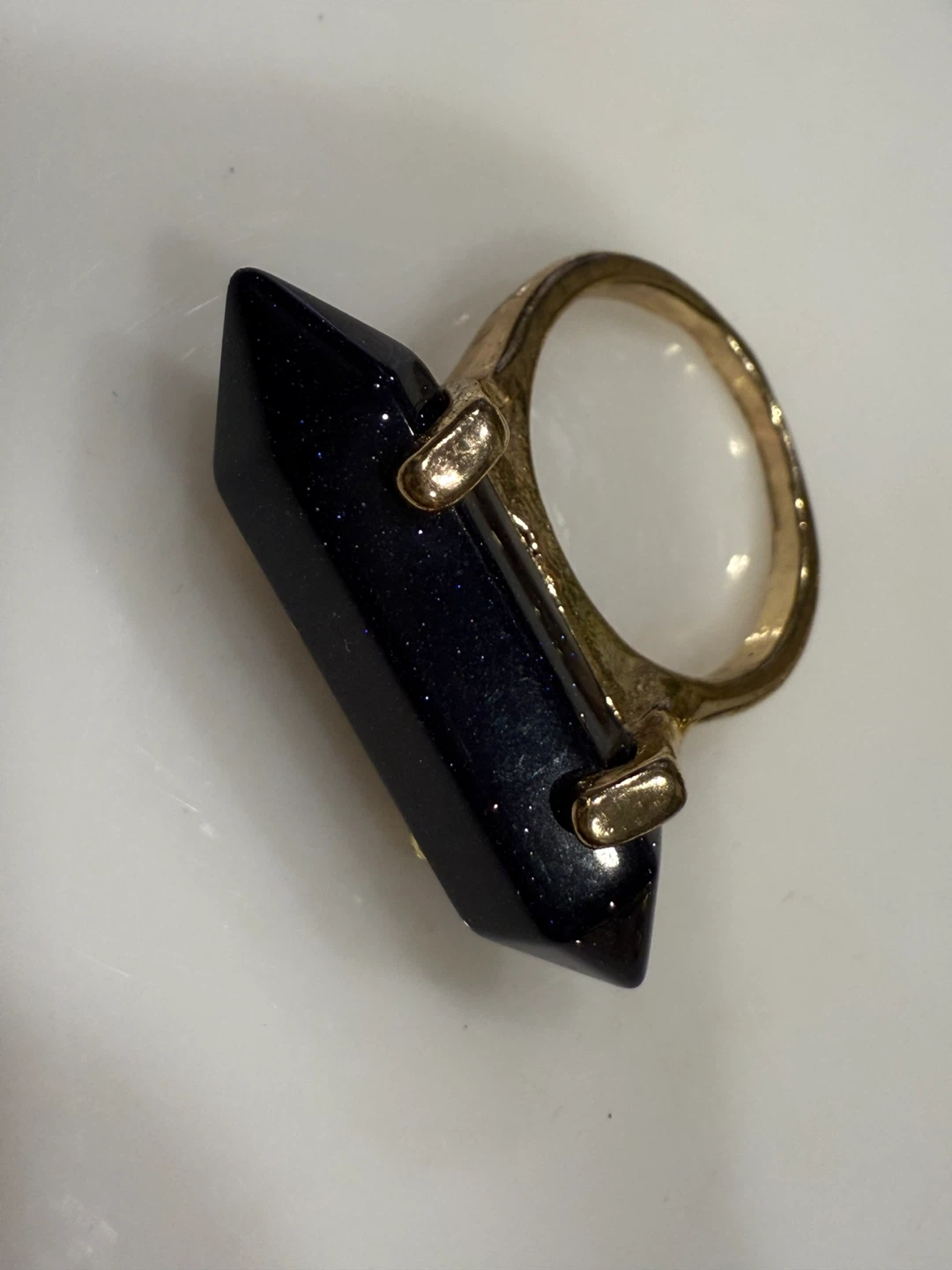 Blue Sandstone Crystal Point Ring - photo 4