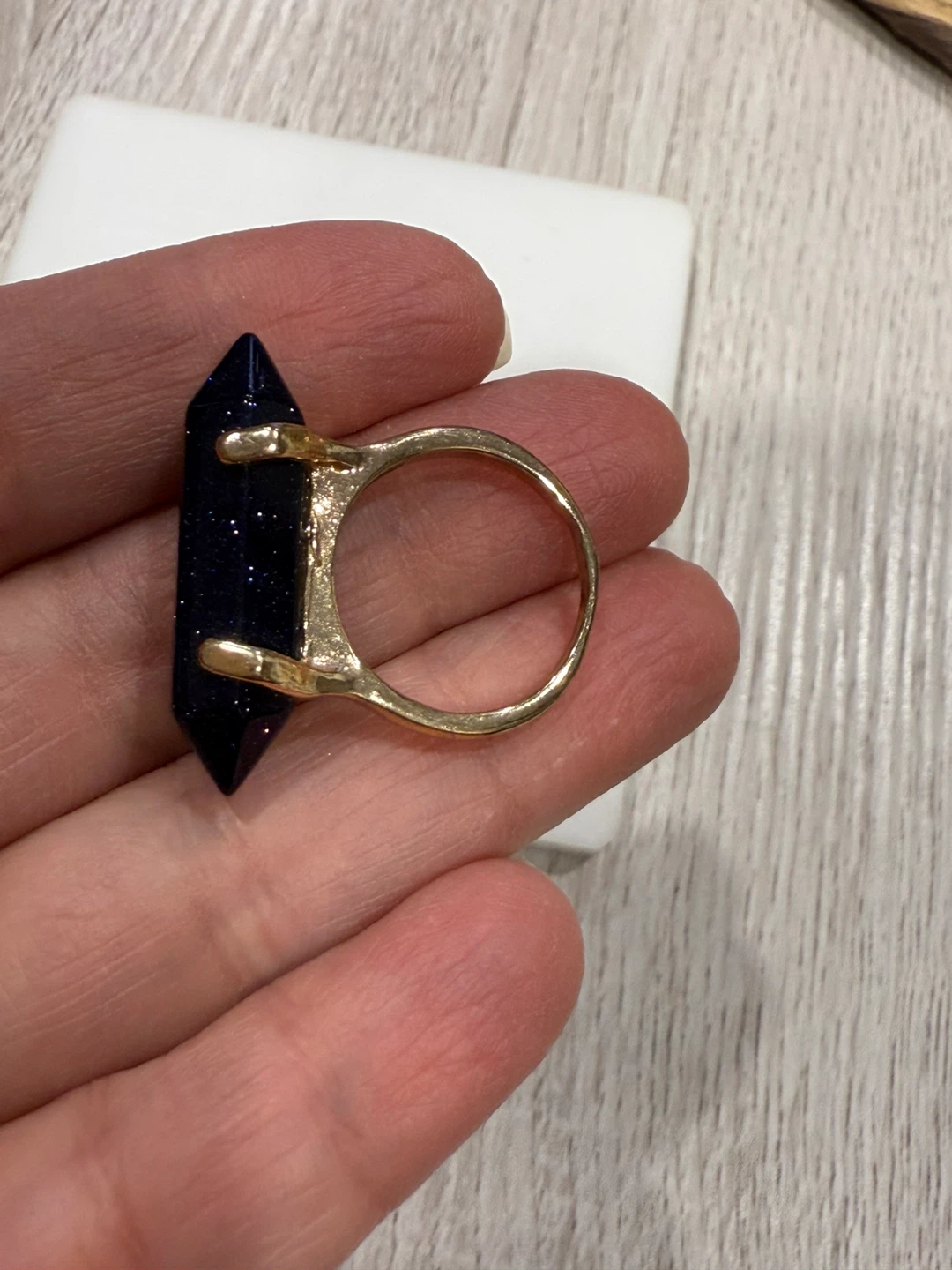 Blue Sandstone Crystal Point Ring - photo 2
