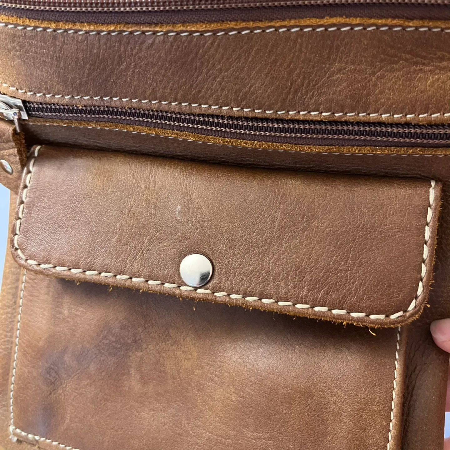 Roots Genuine Leather Brown Crossbody Bag