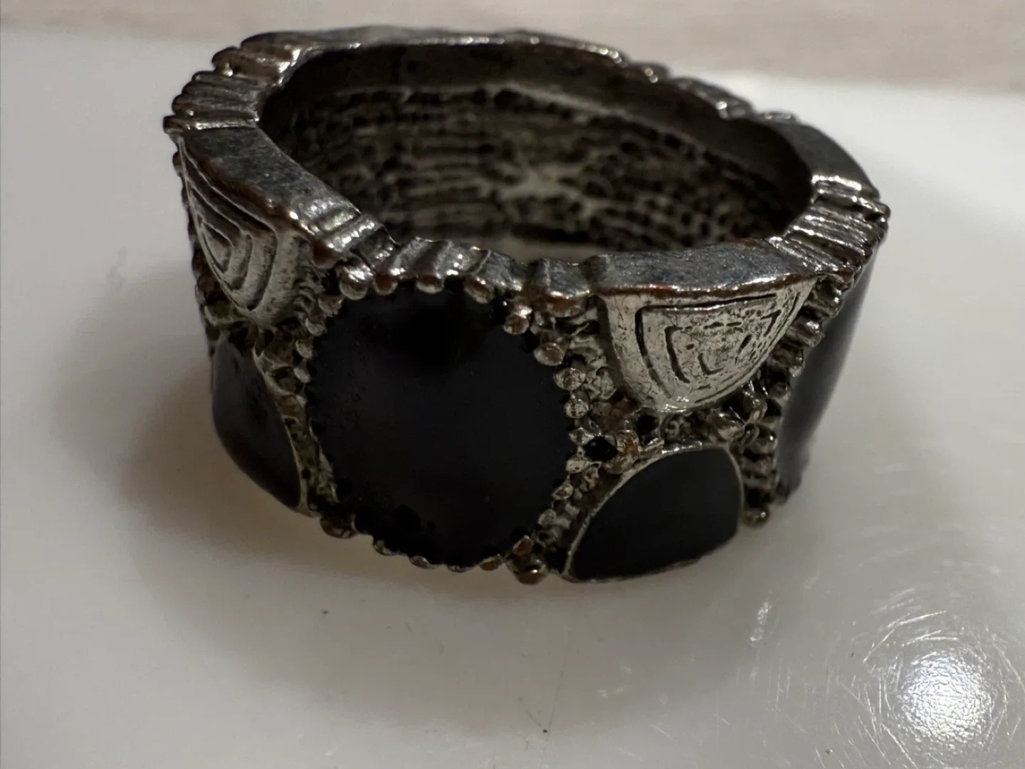 Black & Silver Tone Fashion Ring image indicator(5)