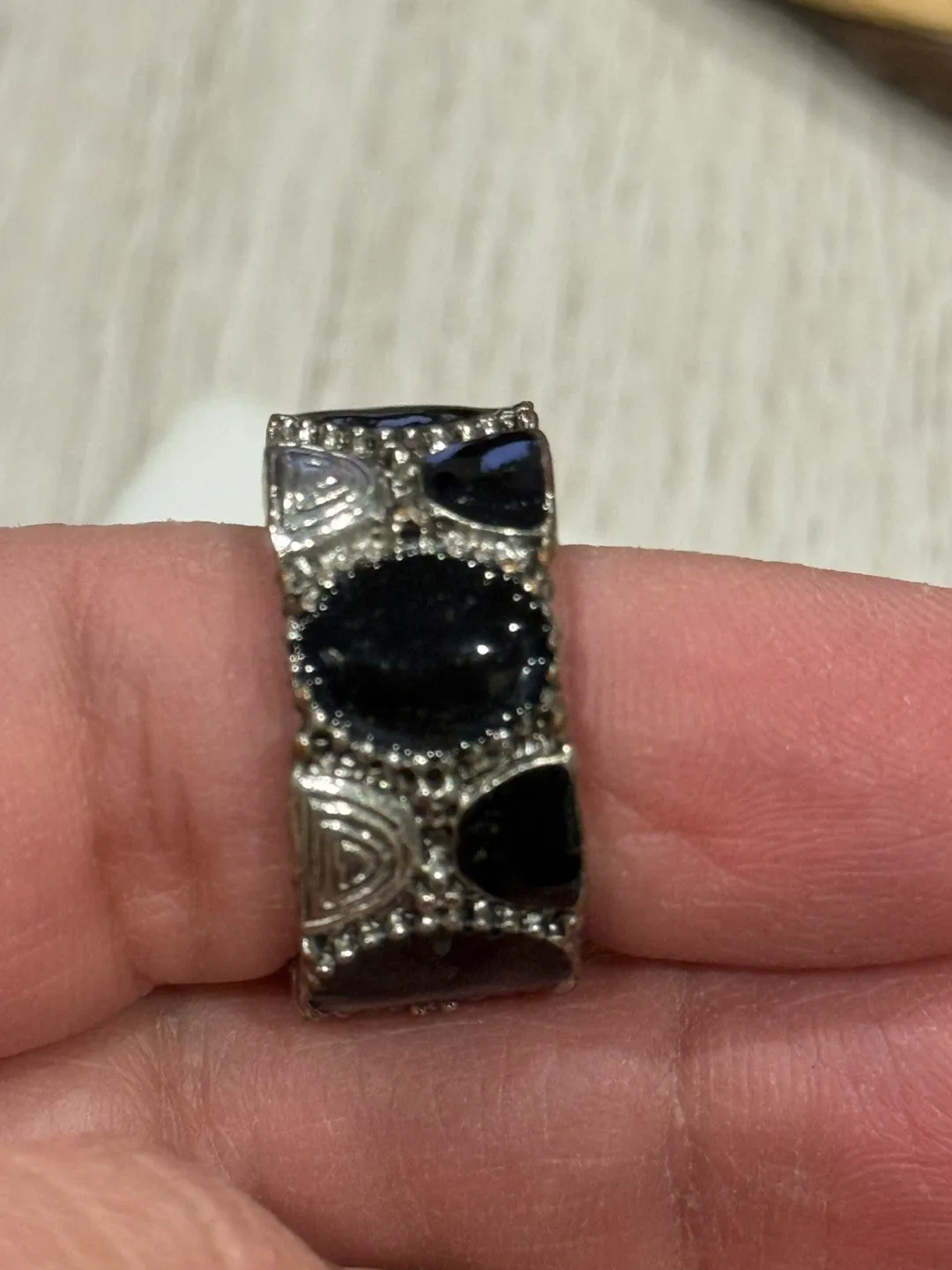 Black & Silver Tone Fashion Ring