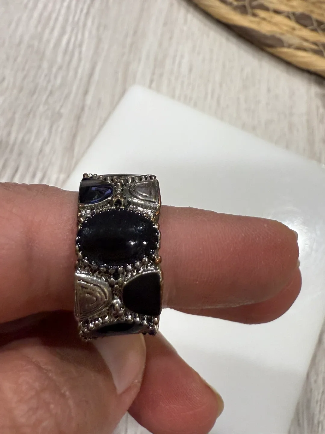Black & Silver Tone Fashion Ring image indicator(2)