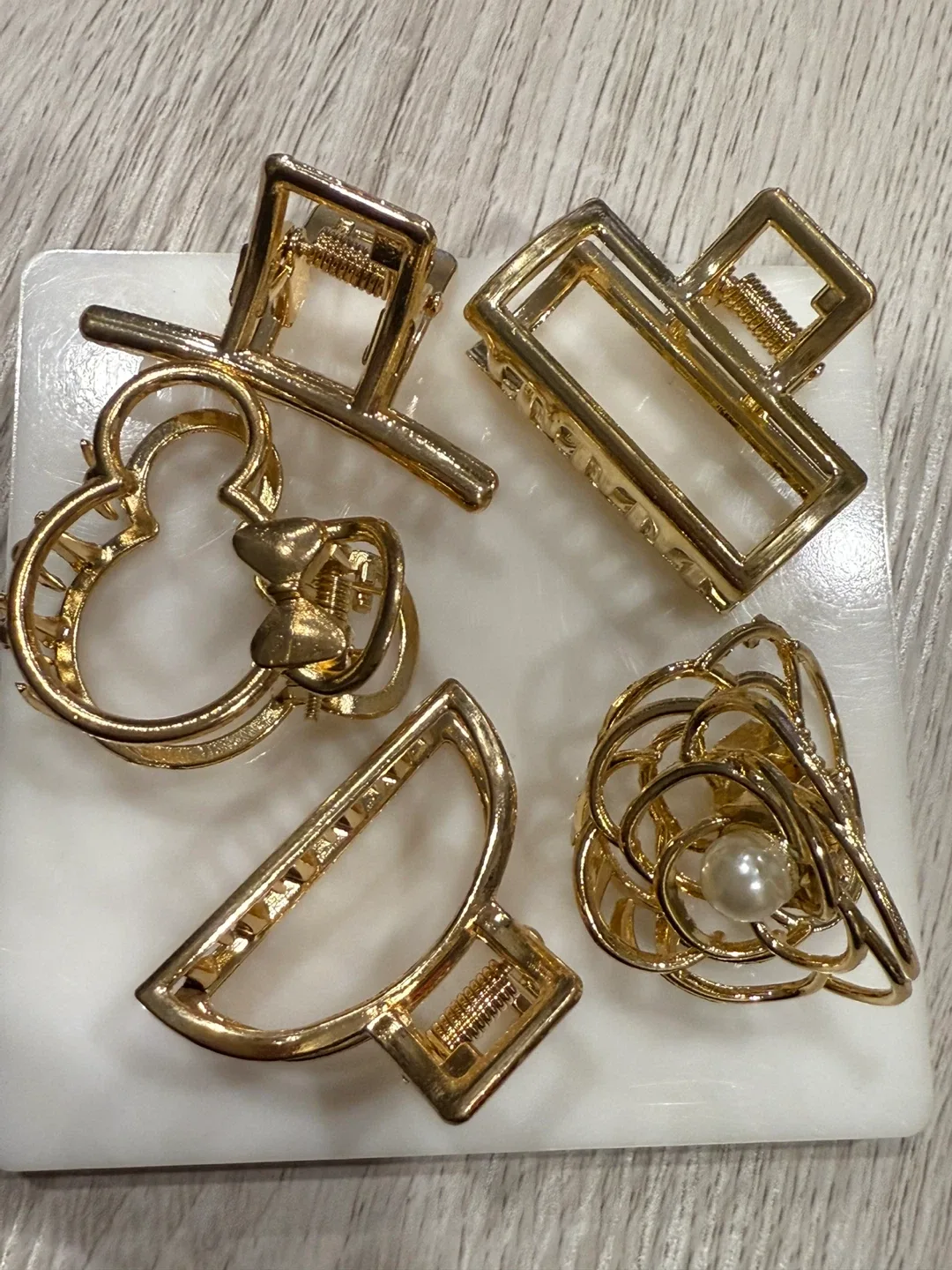 Gold Hair Claw Clips - Set of 5