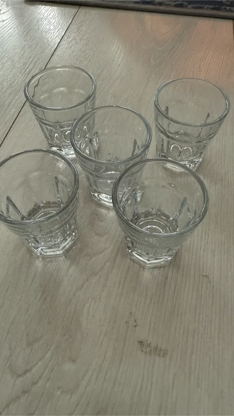 Set of 5 Clear Glass Shot Glasses